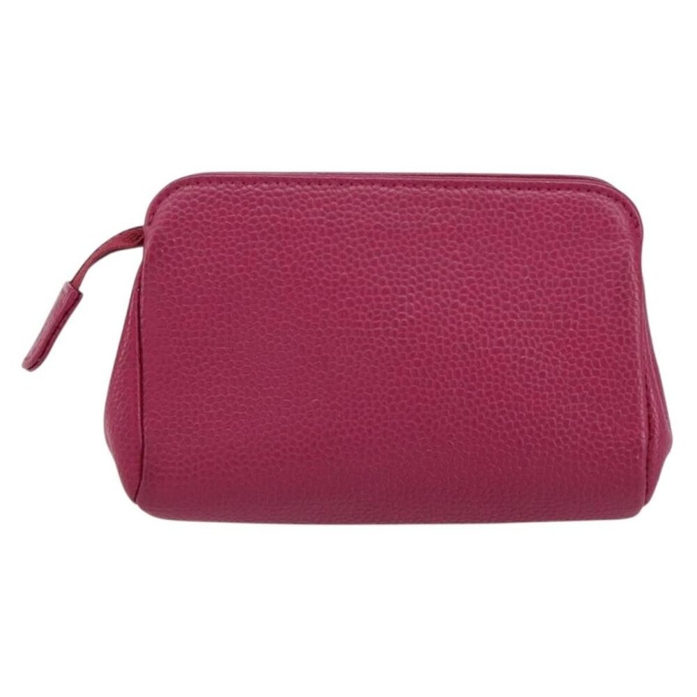 CHANEL COCO Mark Pouch Grained Calf Skin Pink Gold CC Auth 152429 - Picture 3 of 16